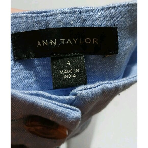 Ann Taylor High Rise Straight Leg Linen Trousers - Picture 4 of 9